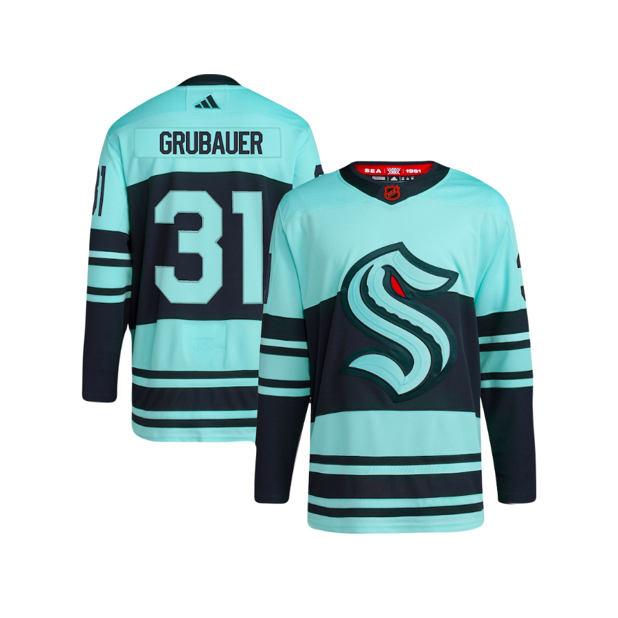 Seattle Krakken Phillip Grubauer Adidas 2024 NHL Reverse Regro Premier Player Jersey