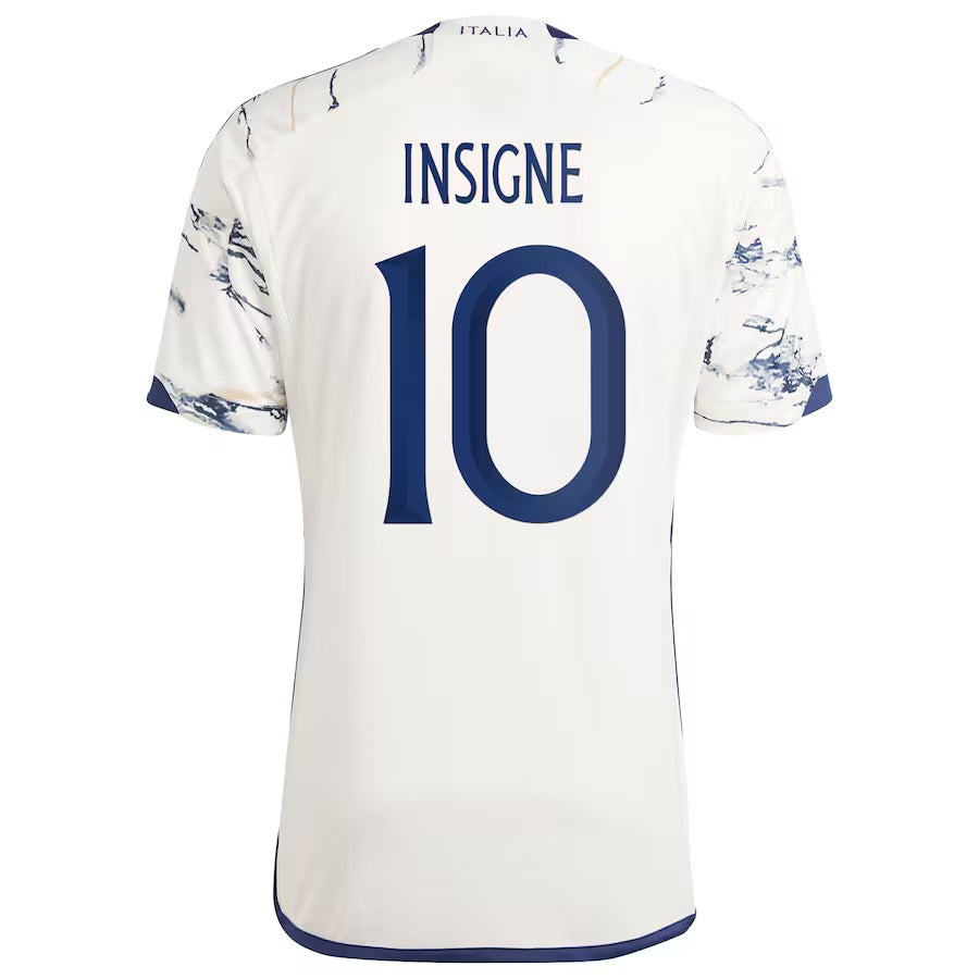 Lorenzo Insigne 2023/24 Italy National Team Away Adidas Fan Version Soccer Jersey - White Marble