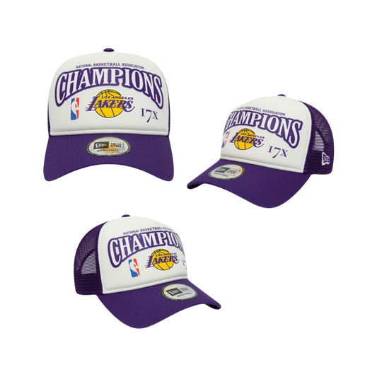Los Angeles Lakers ‘Larry O’Laker’ NBA Champions New Era Trucker Snapback Hat