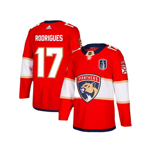 Evan Rodrigues Florida Panthers Authentic Adidas NHL 2024 Stanley Cup Final Patch Home Premier Player Jersey - Red
