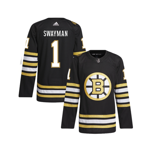 Jeremy Swayman Boston Bruins NHL 100th Anniversary Authentic Adidas Premier Player Home Jersey - Black