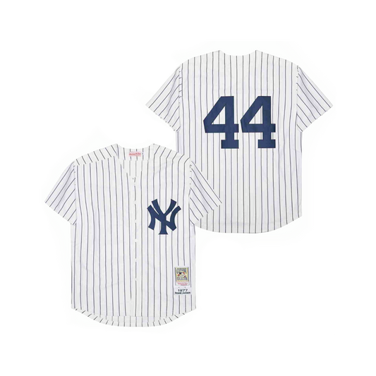Reggie Jackson New York Yankees 1977 MLB Mitchell Ness Cooperstown Classic Jersey - White Pinstripes