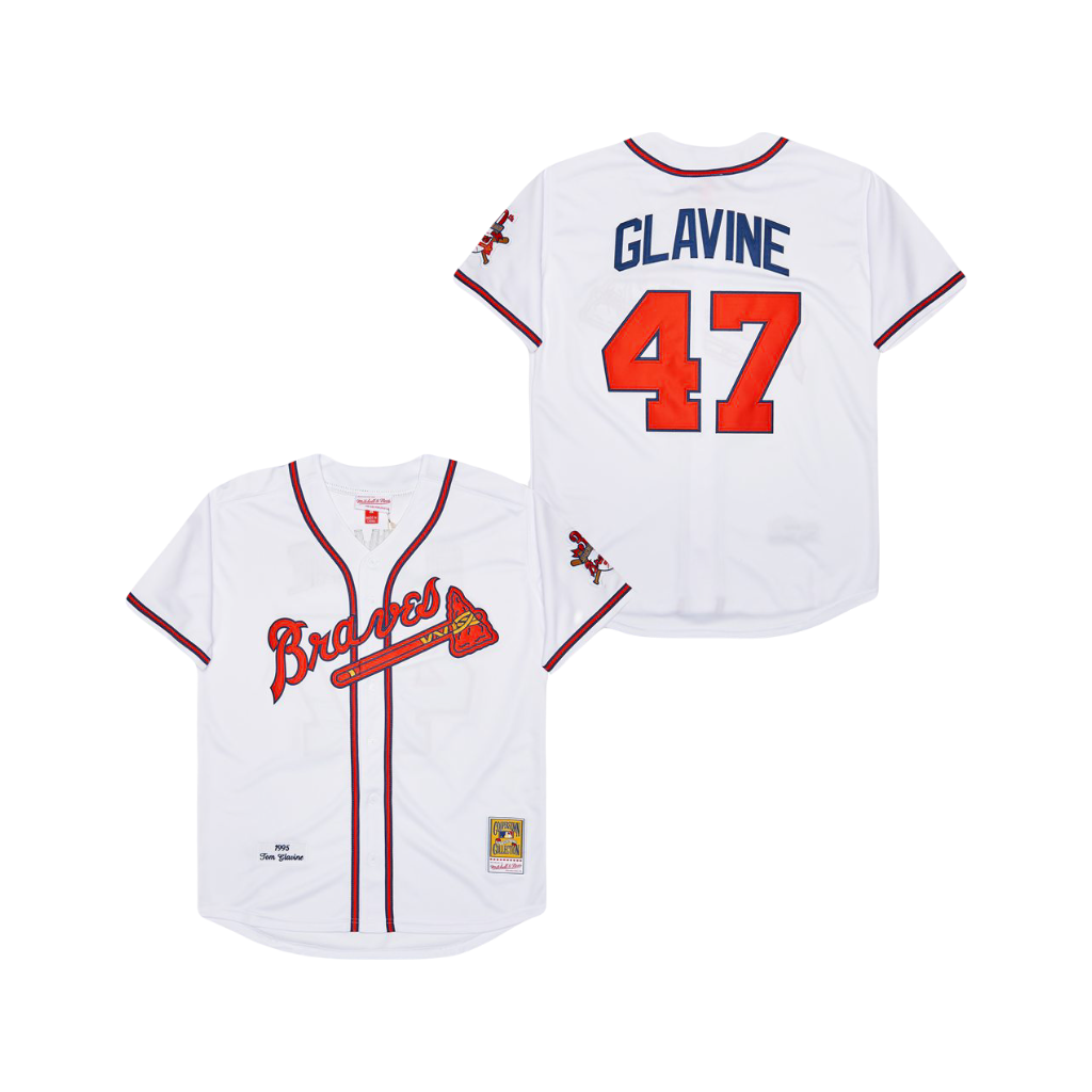 Tom Glavine Atlanta Braves 1995 MLB Mitchell Ness Cooperstown Classic Jersey - White