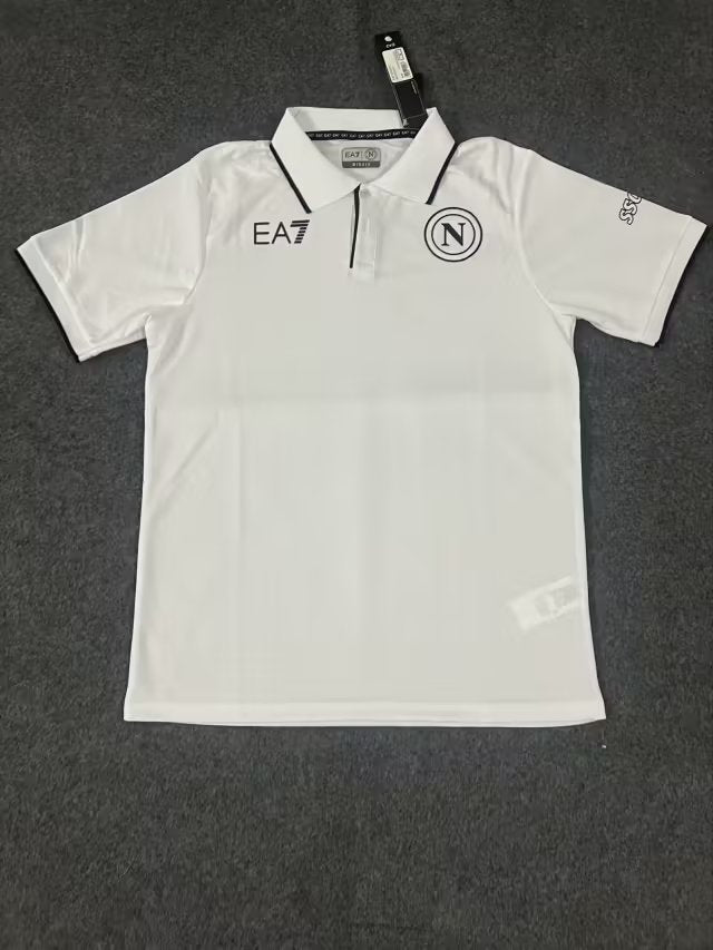 Napoli FC 2023/24 EA7 Brand Athletic Polo Soccer Shirt - Black/White