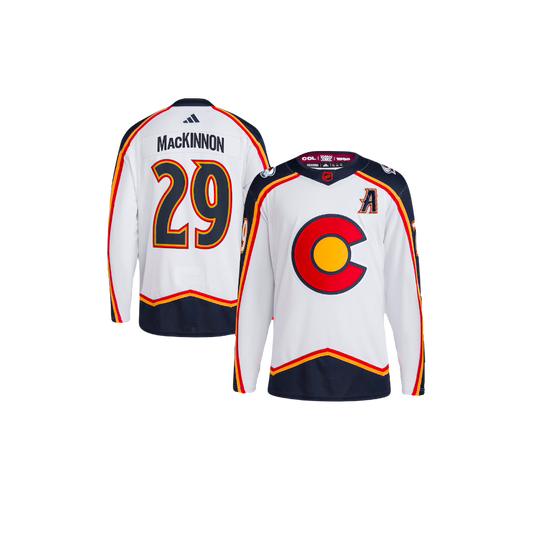 Colorado Avalanche Nathan MacKinnon NHL Adidas White Reverse Retro 2.0 Player Jersey