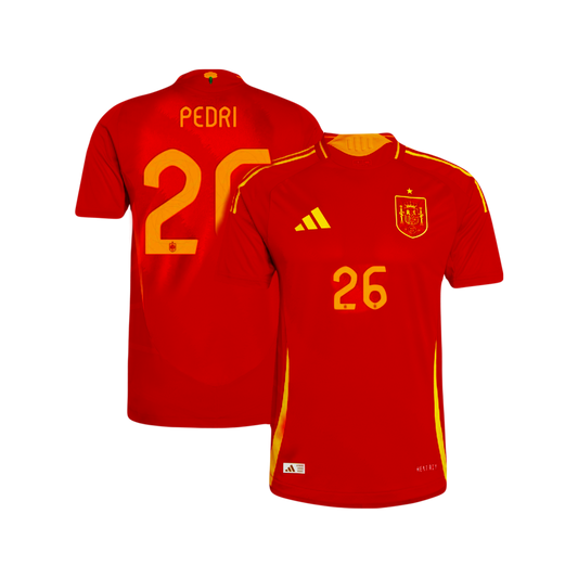 Pedri Spain National Soccer Team 2024/25 Adidas Authentic Home Player Version Jersey - Red