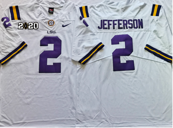 Justin Jefferson LSU Tigers 2020 NCAA National Championship College Football Jersey - White