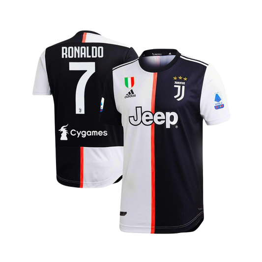 Cristiano Ronaldo Juventus 2019/2020 Home Kit Serie A Authentic Adidas On-Field Player Version Jersey - Black & White