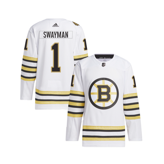 Jeremy Swayman Boston Bruins NHL 100th Anniversary Away Authentic Adidas Premier Player Jersey - White