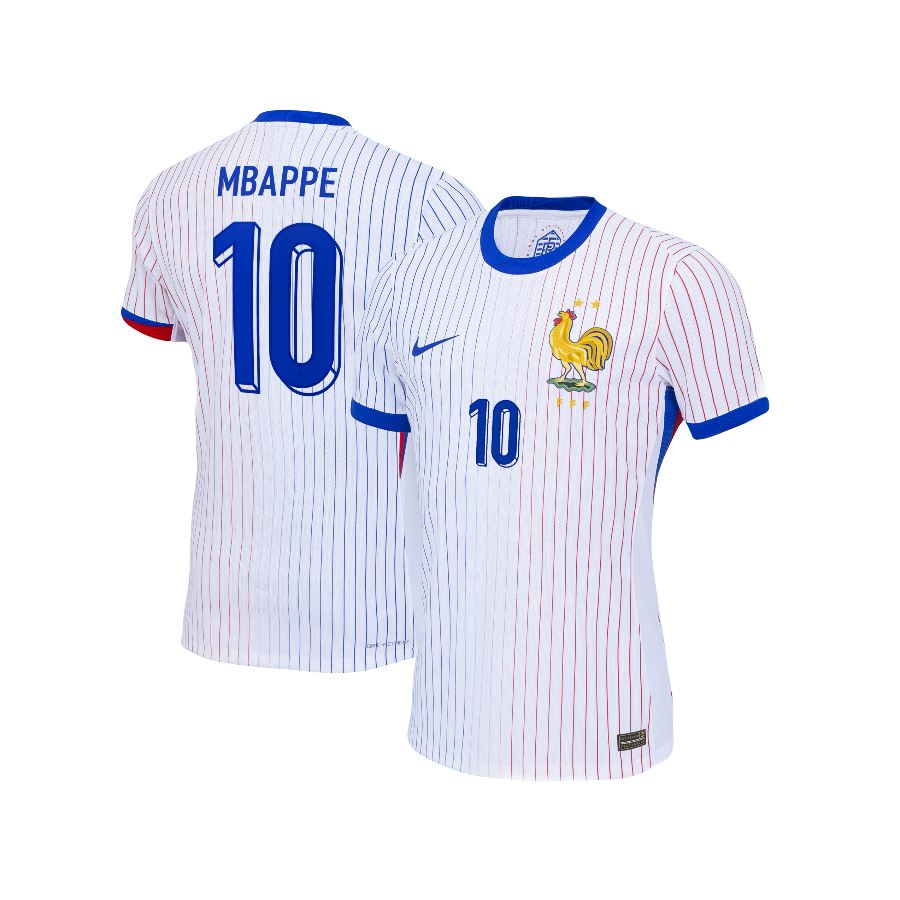 Kylian Mbappe France National Team New 2024 Away Kit Authentic Nike Fan Version Jersey - White