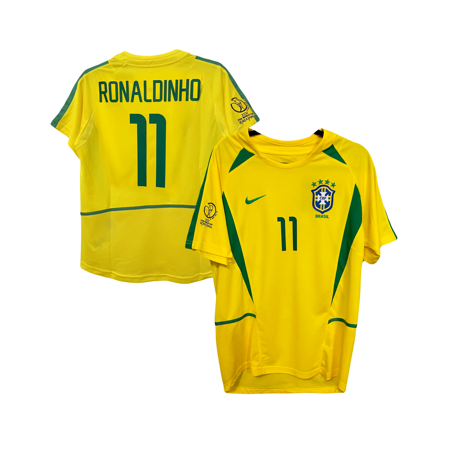 Ronaldinho Brazil National Soccer Team 2002 Korea World Cup Classic Iconic Authentic Nike Home Player Jersey - Yellow