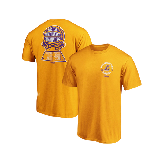 Men's Los Angeles Lakers Fanatics Branded Gold 2020 Western Conference Champions Deliver Roster T-Shirt
