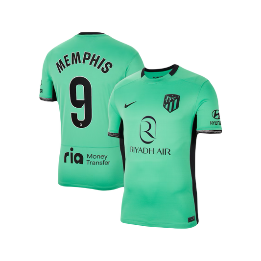 Memphis Depay Atletico Madrid 2023/24 Third Kit Adidas Alternate Authentic Replica Fan Version Home Jersey - Teal