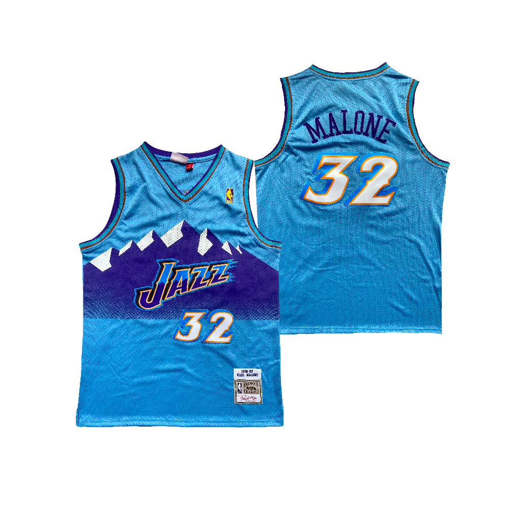 Utah Jazz Karl Malone 1996-1997 NBA Mitchell & Ness Classic Blue Jersey