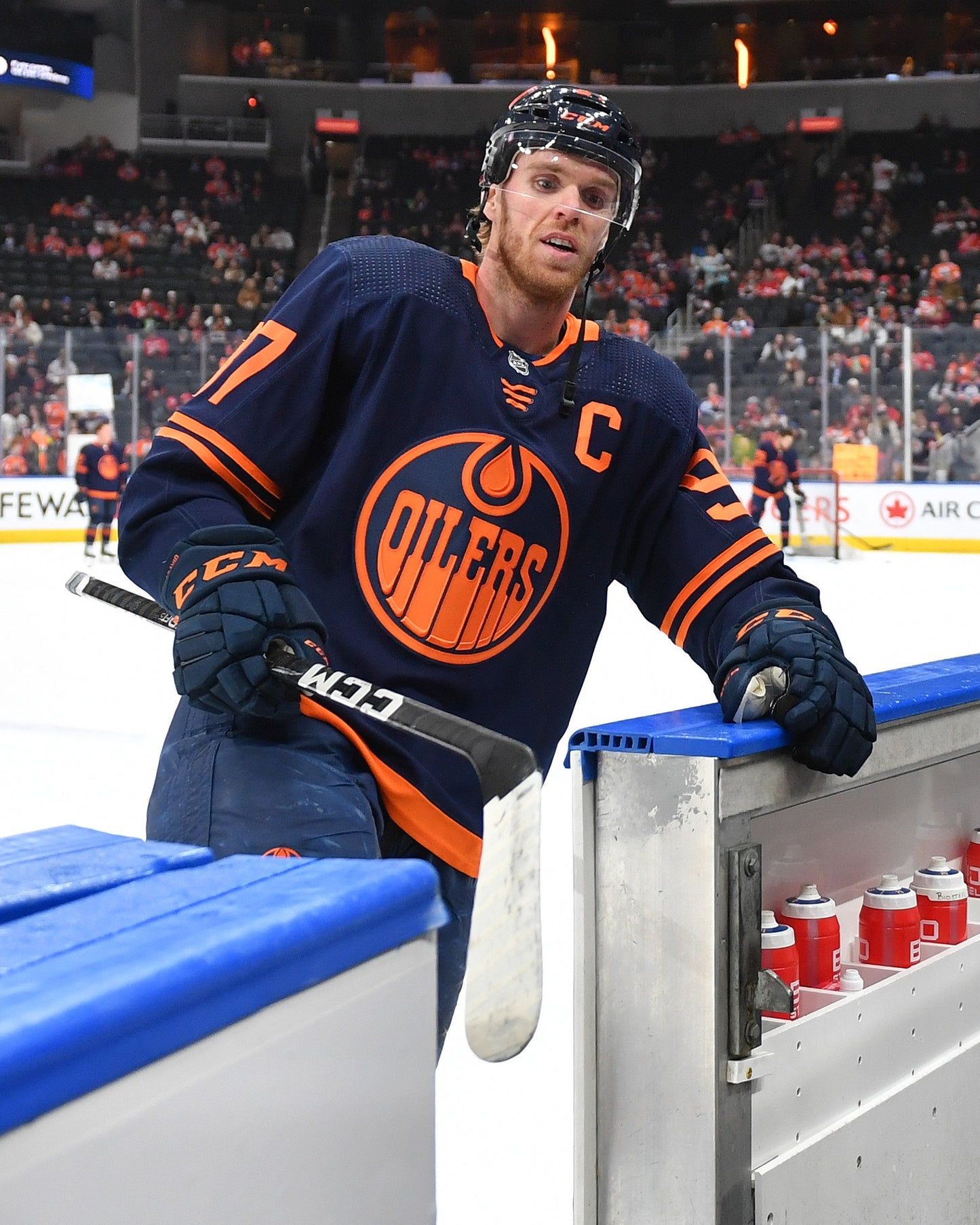 Connor Mcdavid Edmonton Oilers NHL Captain Patch Authentic Adidas Alternate Premier Player Jersey - Navy & Orange