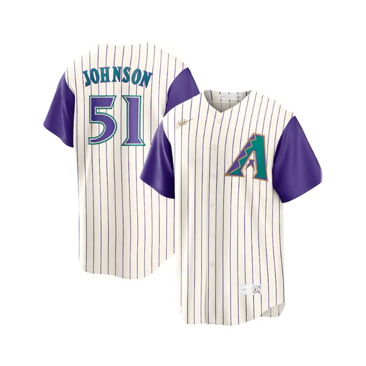 Randy Johnson Arizona Diamondbacks Nike Alternate Cooperstown Collection Jersey - Cream/Purple