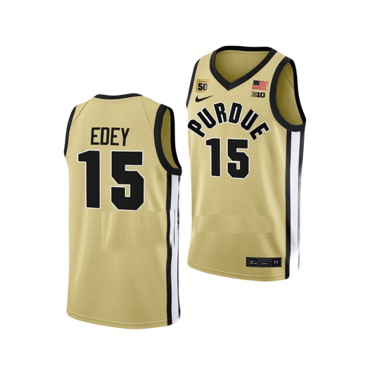 Zach Edey Purdue Boiler Makers NCAA 2024 Nike Alternate College Basketball Jersey - Gold