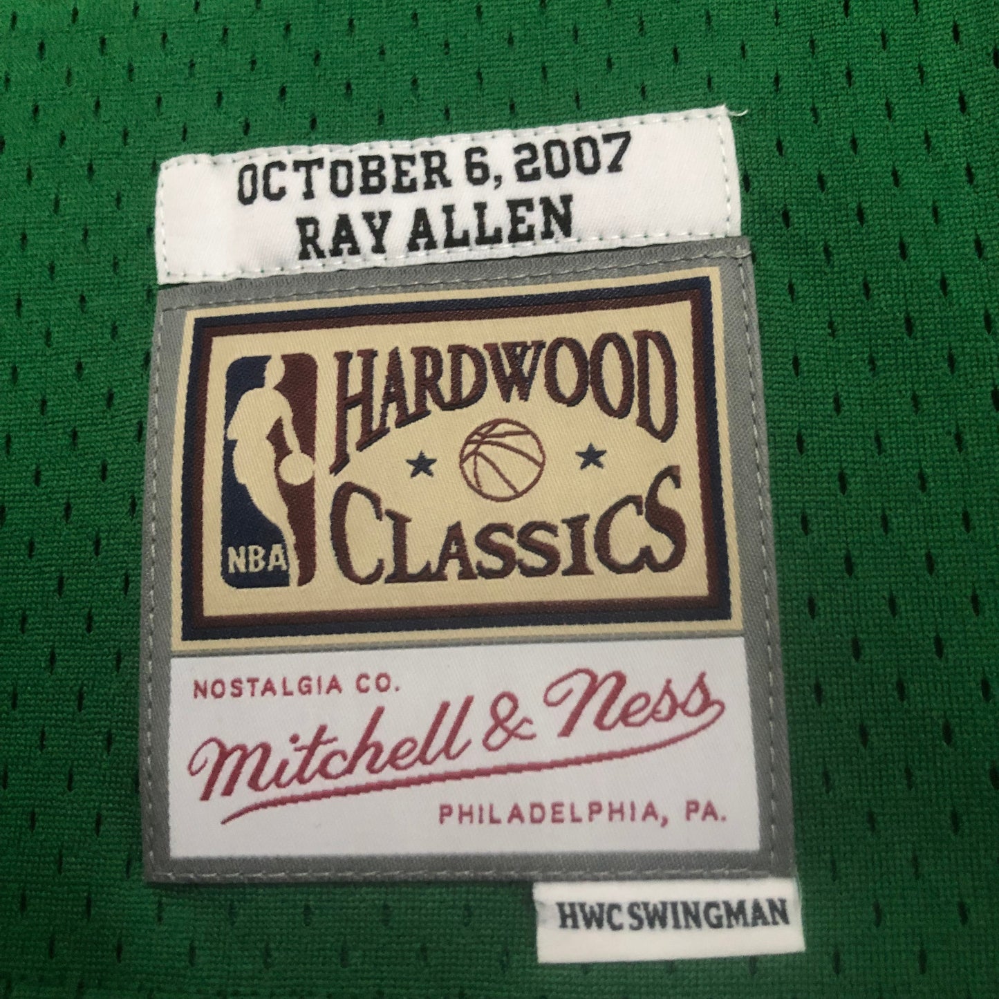 Boston Celtics Ray Allen ‘Italy Game October 6th 2007’ Mitchell & Ness Hardwood Classic Iconic NBA Swingman Jersey - Green