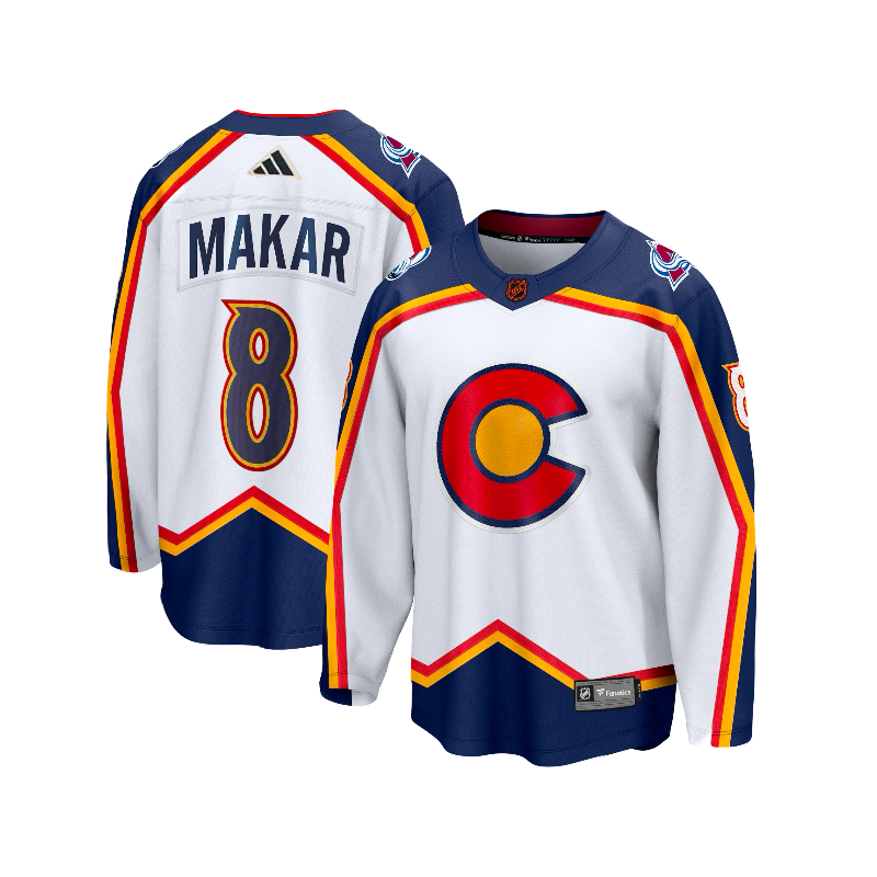 Colorado Avalanche Cale Makkar NHL Adidas White 2022 Reverse Retro 2.0 Player Jersey