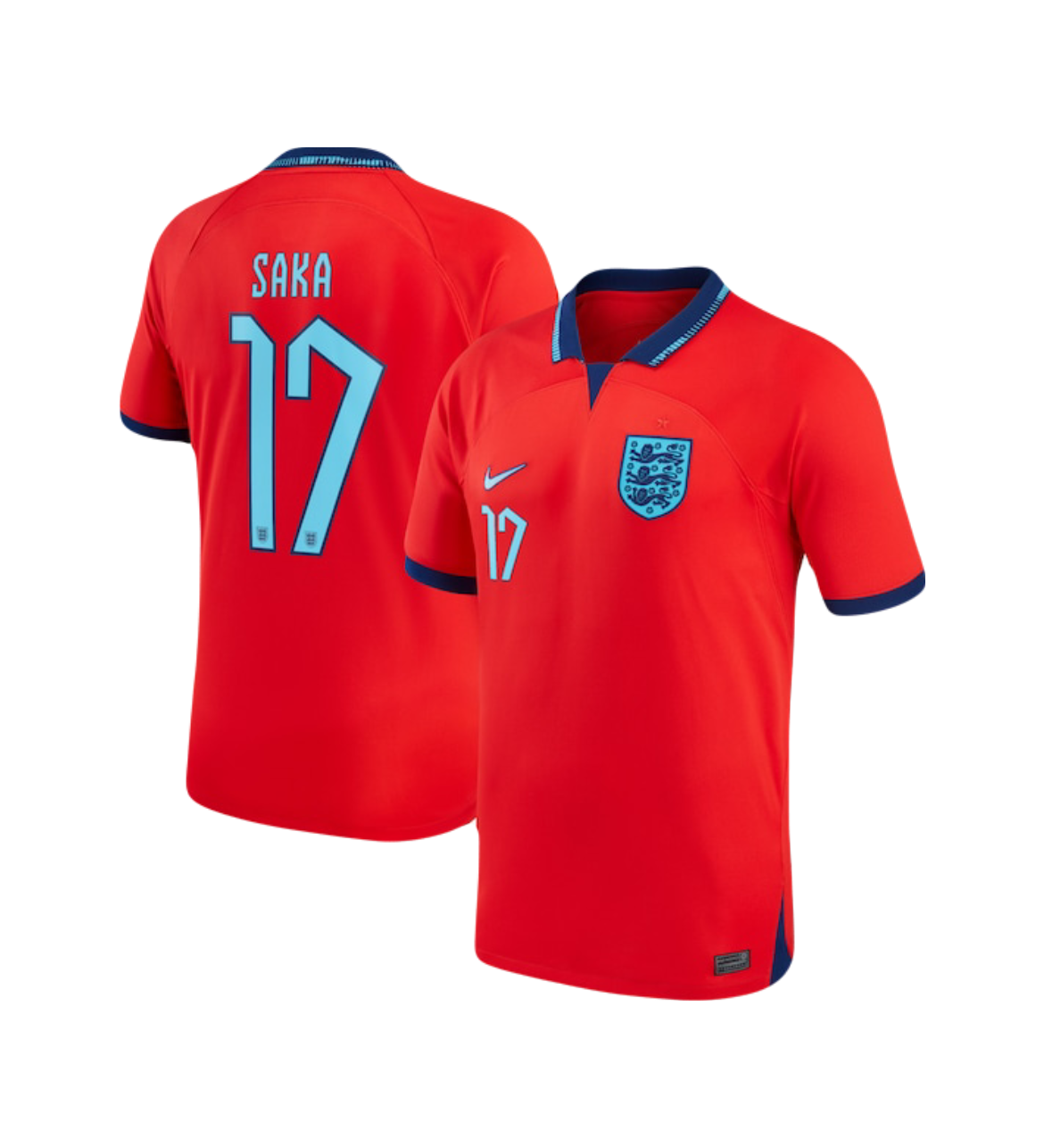 Bukayo Saka England National Team 2022/23 Away Authentic Nike On-Field Player Version Soccer Jersey - Red
