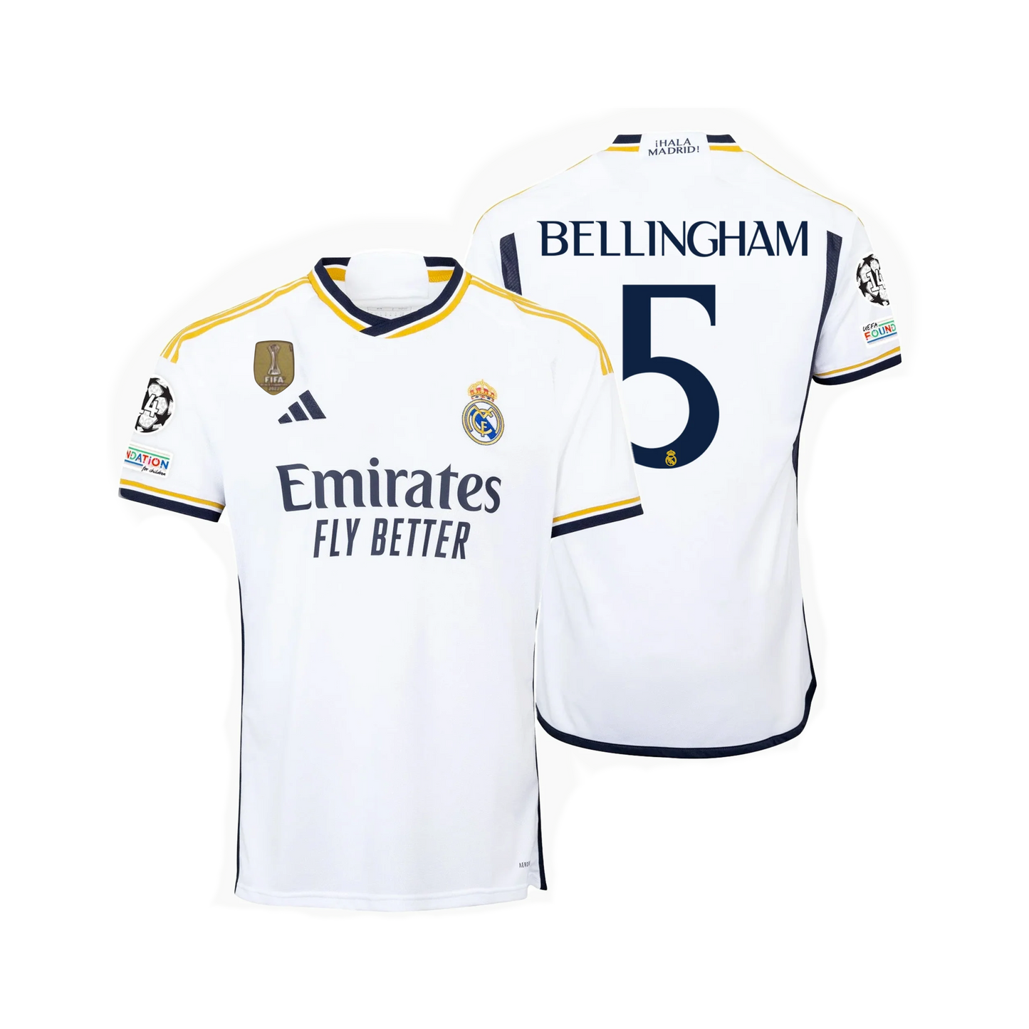 Jude Bellingham Real Madrid 2023/24 UEFA Champions League Adidas Authentic Home Jersey - White