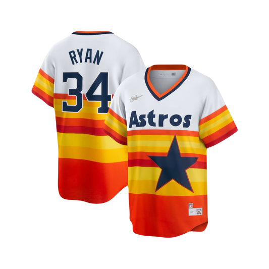 Houston Astros Nolan Ryan Mitchell Ness Cooperstown Classic Iconic MLB Jersey