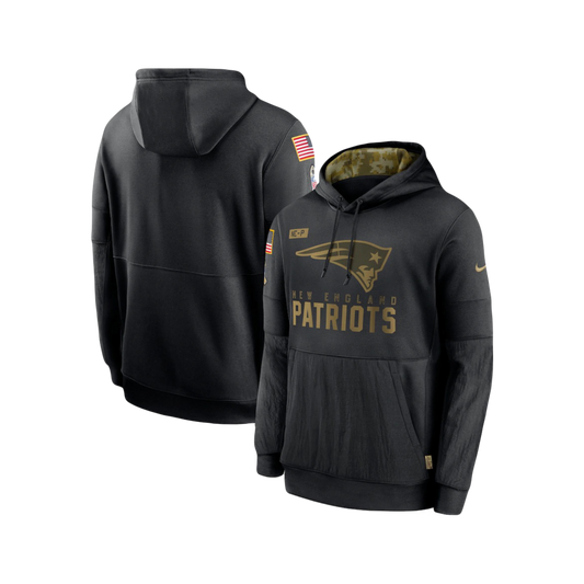New England Patriots NFL Black Steel Salute to Service Nike Therma-Fit Performance Pullover Hoodie