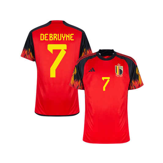Kevin De Bruyne Belgium National Soccer Team 2022 World Cup Adidas Authentic Home Fan Version Jersey - Red