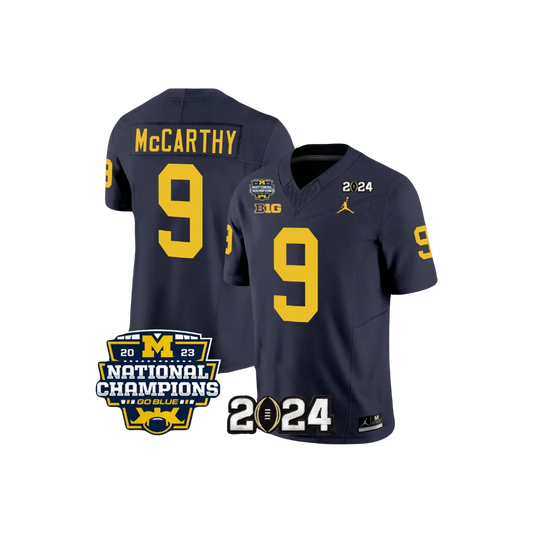 J.J Mccarthy NCAA 2024 Michigan Wolverines National Championship Jordan Brand Campus Legends Home Jersey