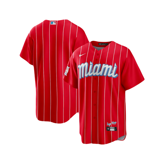 Miami Marlins MLB Nike Official CUSTOM City Connect Edition Jersey - Red (ANY NAME & #)