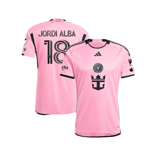 Jordi Alba Inter Miami CF 2024 Adidas On-Field Pink Home Royal Caribbean Premier Player Jersey