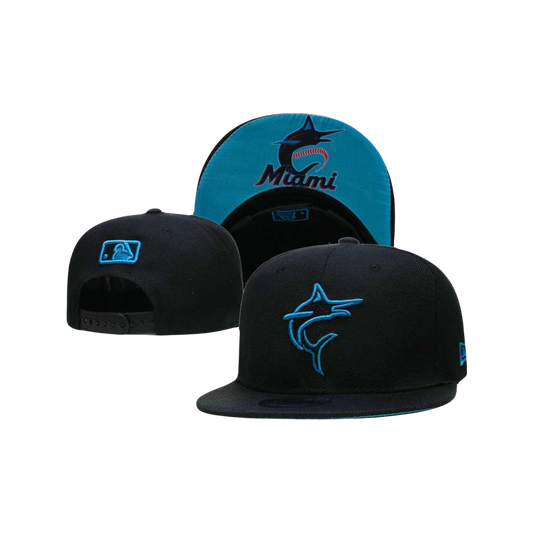 Miami Marlins MLB New Era Neon Snapback Hat - Black