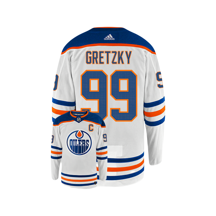 Wayne Gretzky Edmonton Oilers NHL Captain Patch Classic White Away Adidas Player Jersey