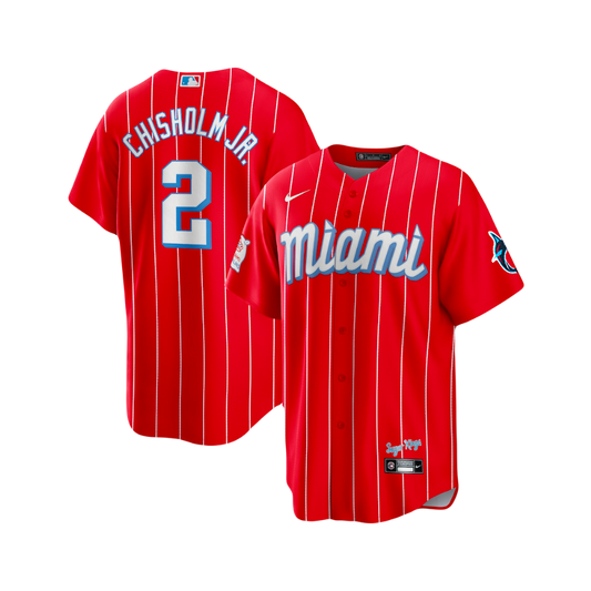 Jazz Chisholm Jr. Miami Marlins MLB Nike Official City Connect Edition Jersey - Red