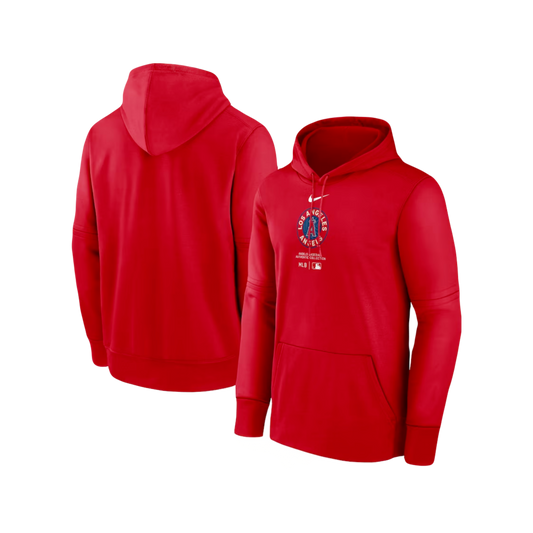 Los Angeles Angels MLB City Connect Nike Therma Performance Pullover Hoodie - Red