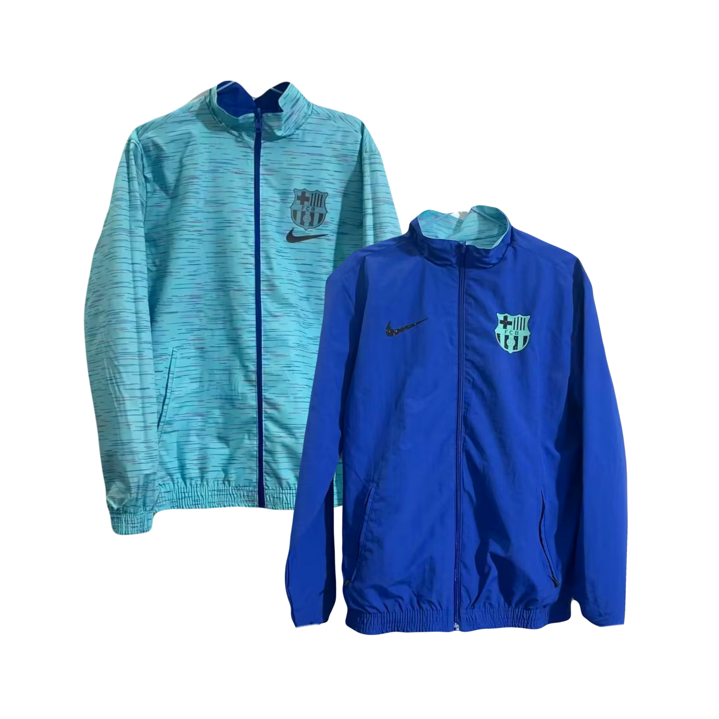 F.C Barcelona Soccer Adidas Revers-able Windbreaker Jacket - Blue & Cyan