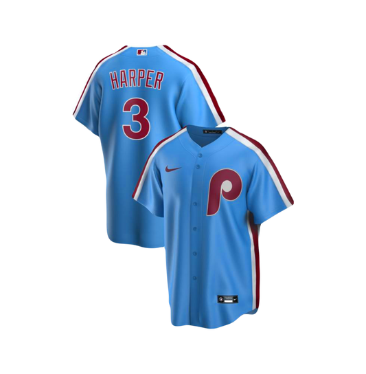Philadelphia Phillies Bryce Harper Ness Cooperstown Classic Iconic Powder Blue MLB Jersey