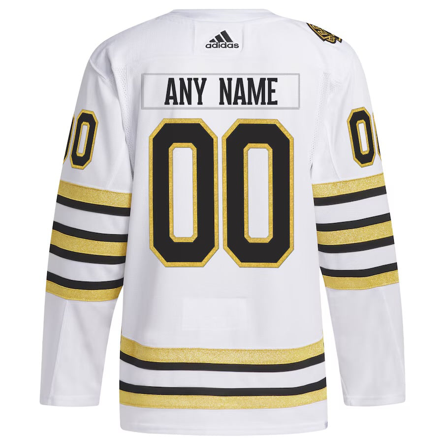 CUSTOM Boston Bruins NHL 100th Anniversary Away Authentic Adidas Premier Player Jersey - White (ANY NAME & #)