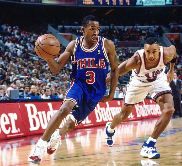 Allen Iverson Philadelphia 76ers 1996/1997 Rookie Mitchell & Ness Hardwood Classics Iconic NBA  Swingman Jersey - Blue