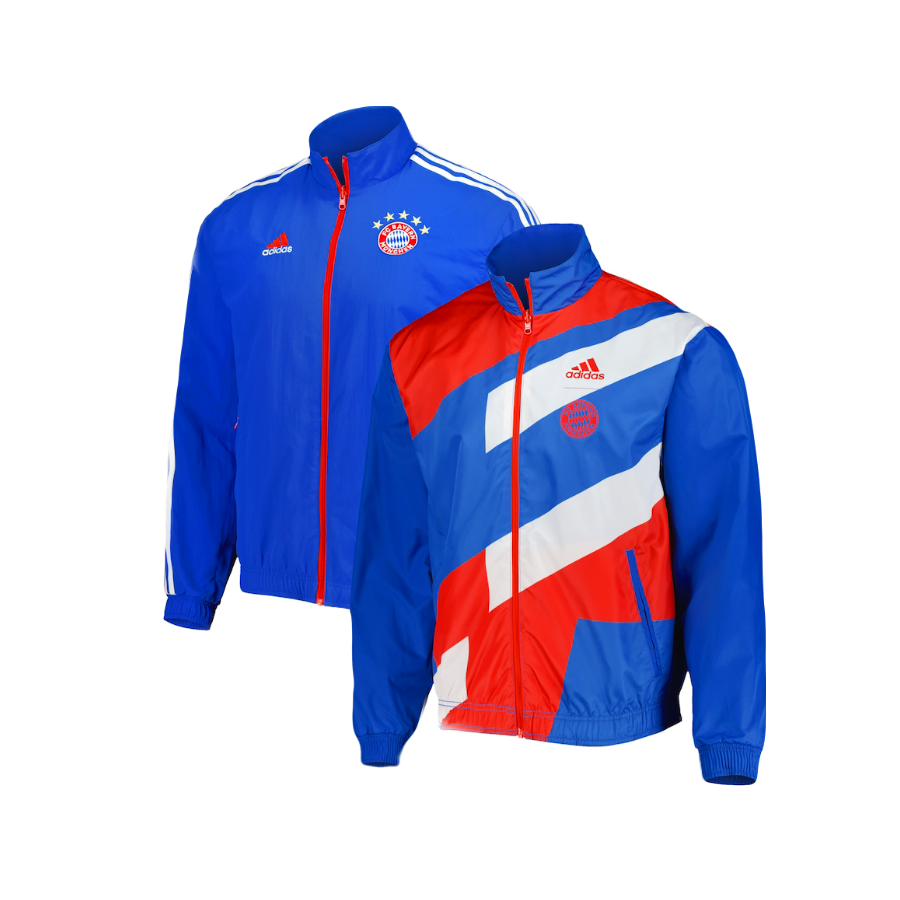 Bayern Munich Blue Anthem Adidas On-Field Team Logo Reversible Full-Zip Windbreaker Jacket