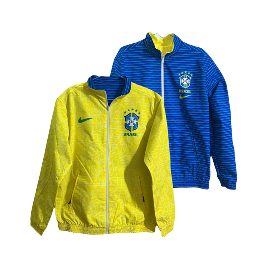 Brazil National Team Soccer Adidas Revers-able Windbreaker Jacket - Yellow & Blue