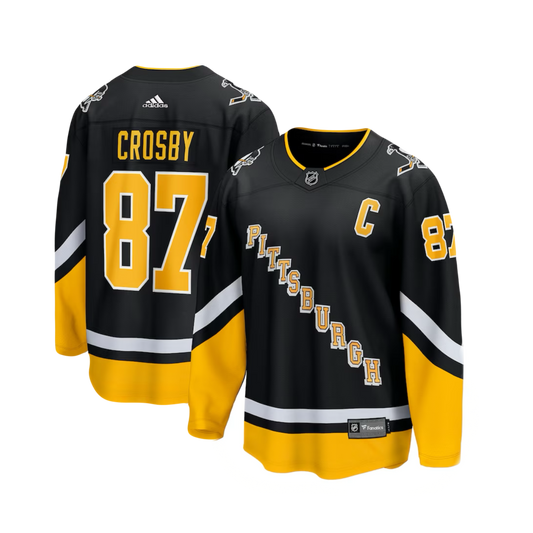 Pittsburgh Penguins Sidney Crosby Adidas NHL 2021 Black Reverse Retro Breakaway Jersey