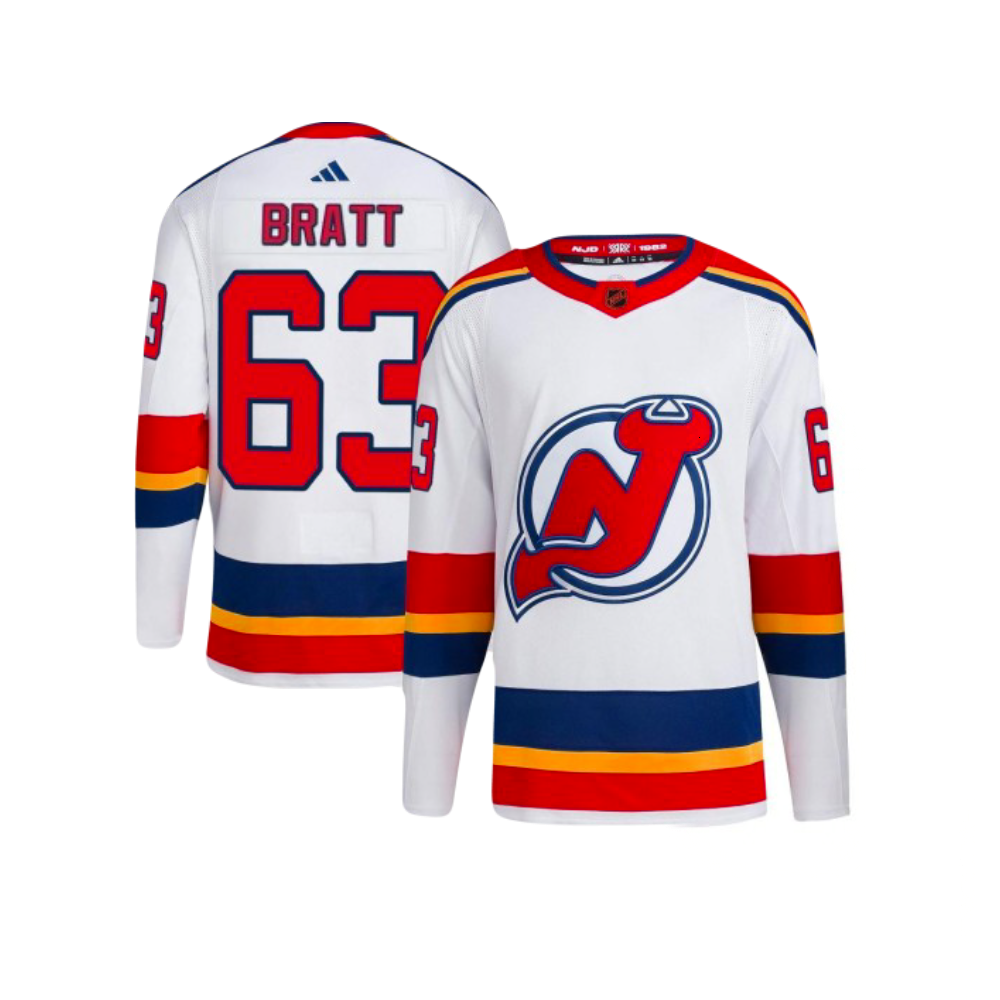 New Jersey Devils Jesper Bratt Adidas NHL 2022 Reverse Retro Premier Player Jersey