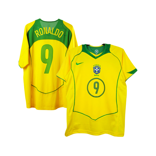 Ronaldo Brazil National Soccer Team 2004 World Cup Nike Iconic Classic Home Player Jersey - Yellow