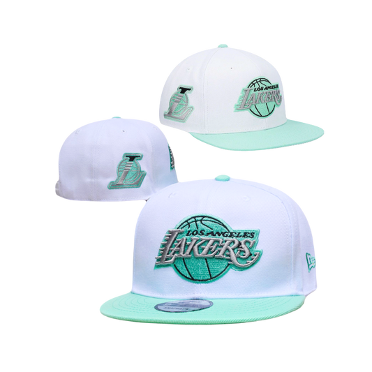 Los Angeles Lakers NBA White & Icey Blue Snapback Hat