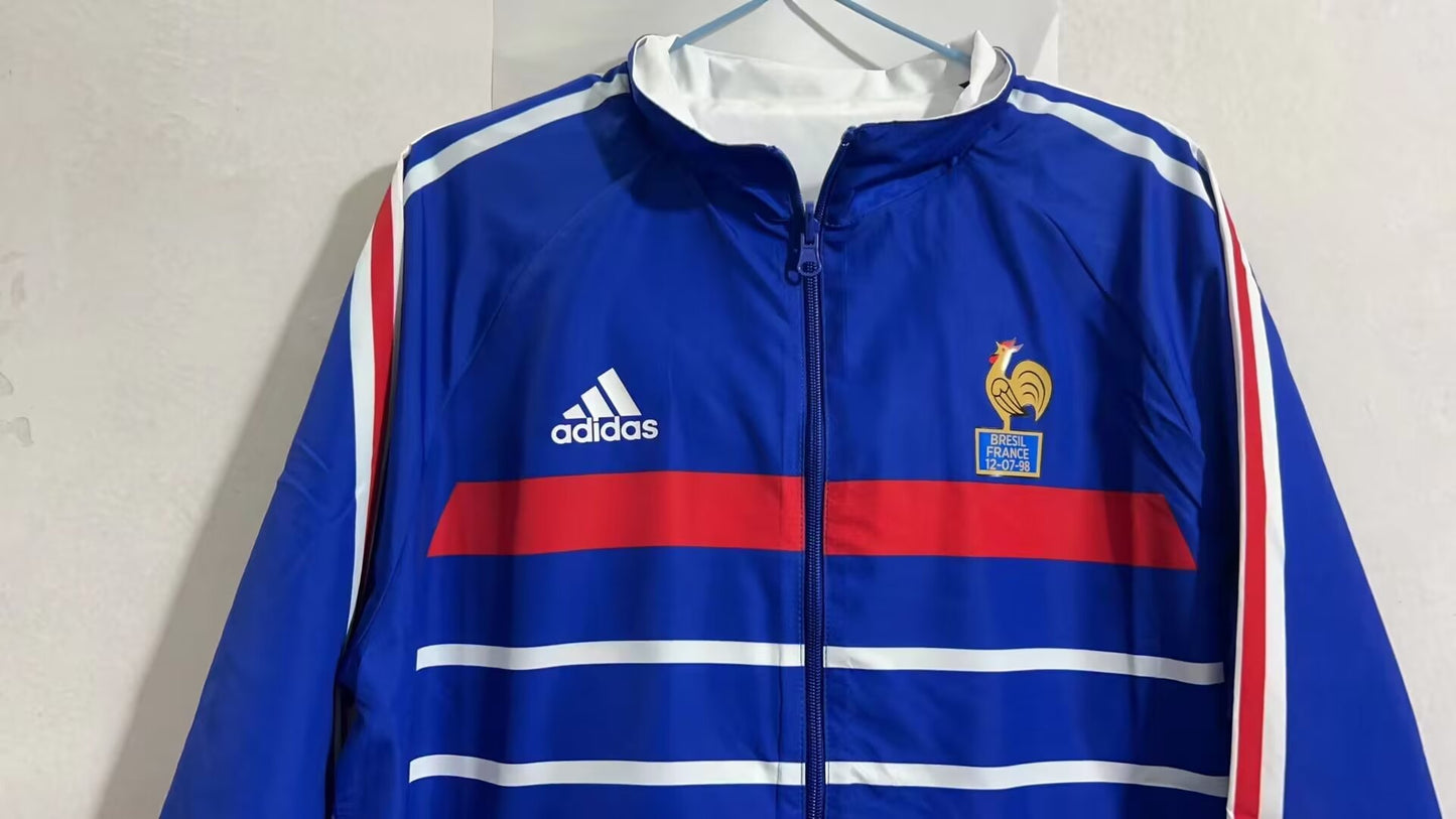 France National Team Soccer Adidas Revers-able Windbreaker Jacket - Blue & White