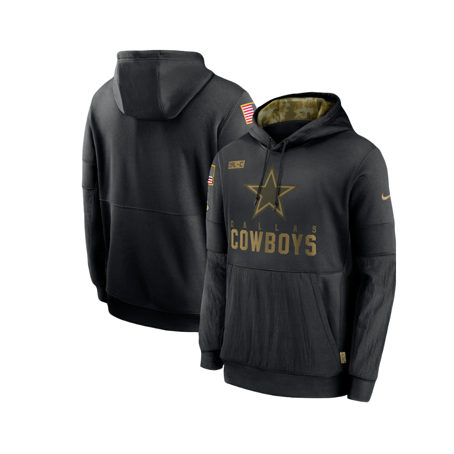 Dallas Cowboys NFL Black Steel Salute to Service Nike Therma-Fit Performance Pullover Hoodie