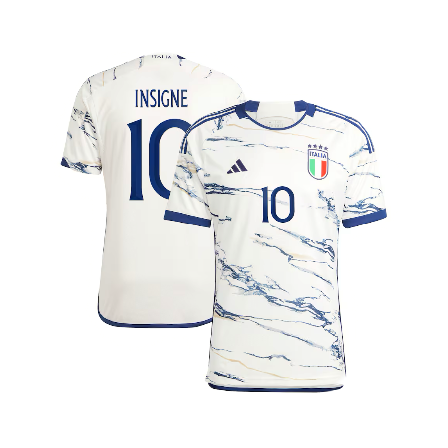 Lorenzo Insigne 2023/24 Italy National Team Away Adidas Fan Version Soccer Jersey - White Marble