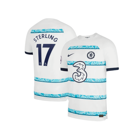Raheem Sterling Chelsea FC 2023 Season Nike On-Field Authentic Away Soccer Jersey - White & Baby Blue