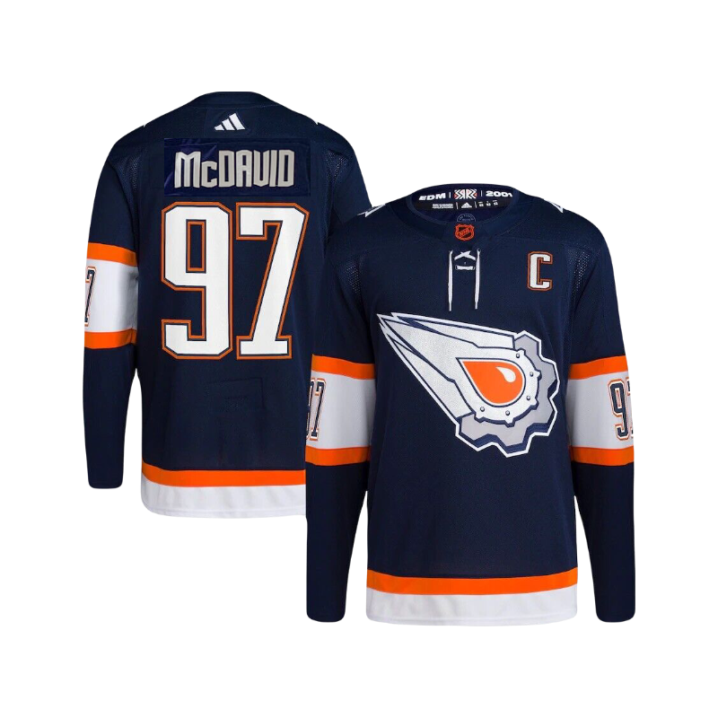 Connor Mcdavid Edmonton Oilers NHL Captain Patch Authentic Adidas 2022/23 Reverse Retro Jersey - Navy